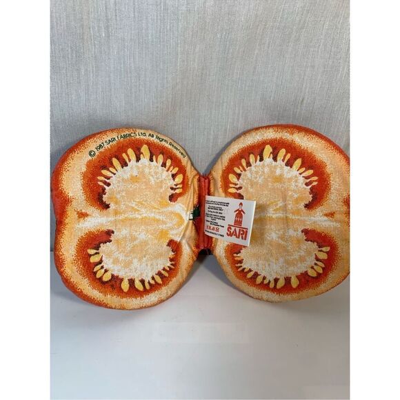 Farmhouse Kitchen Tomato Pot Holder Trivet-Red/Yellow 1987 SARI Fabric EUC - Picture 5 of 6
